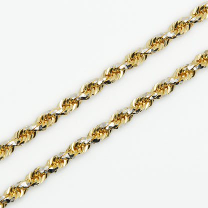 14k Solid Gold 3.5mm Two-Tone Rope Chain - 10092