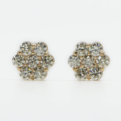 14k Solid Gold VS1 Diamond 11mm Custom Flower Earrings - 50155