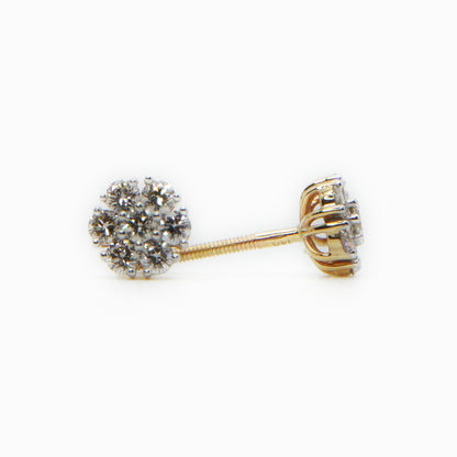 14k Solid Gold 6mm VS1 Diamond Flower Earrings - 50156