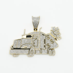 10k Solid Gold Diamond Truck Pendant - 60253