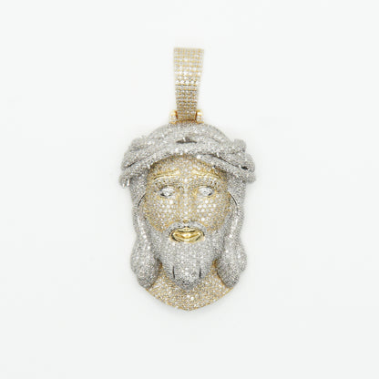 10k Solid Gold Diamond Iced Out Full 3D Jesus Head - 60258