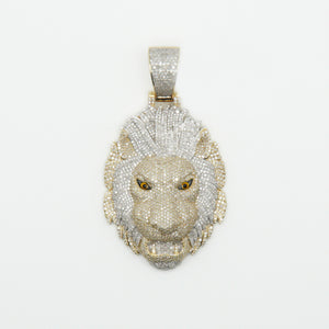 10k Solid Gold Diamond Angry Lion Pendant - 60259