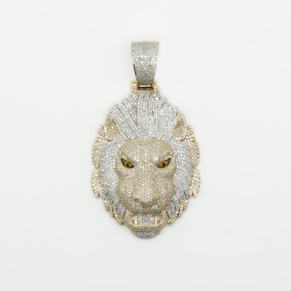 10k Solid Gold Diamond Angry Lion Pendant - 60259