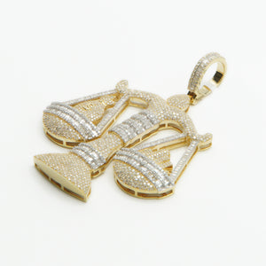 10k Solid Gold Baguette Diamond Justice Scale Pendant - 60260