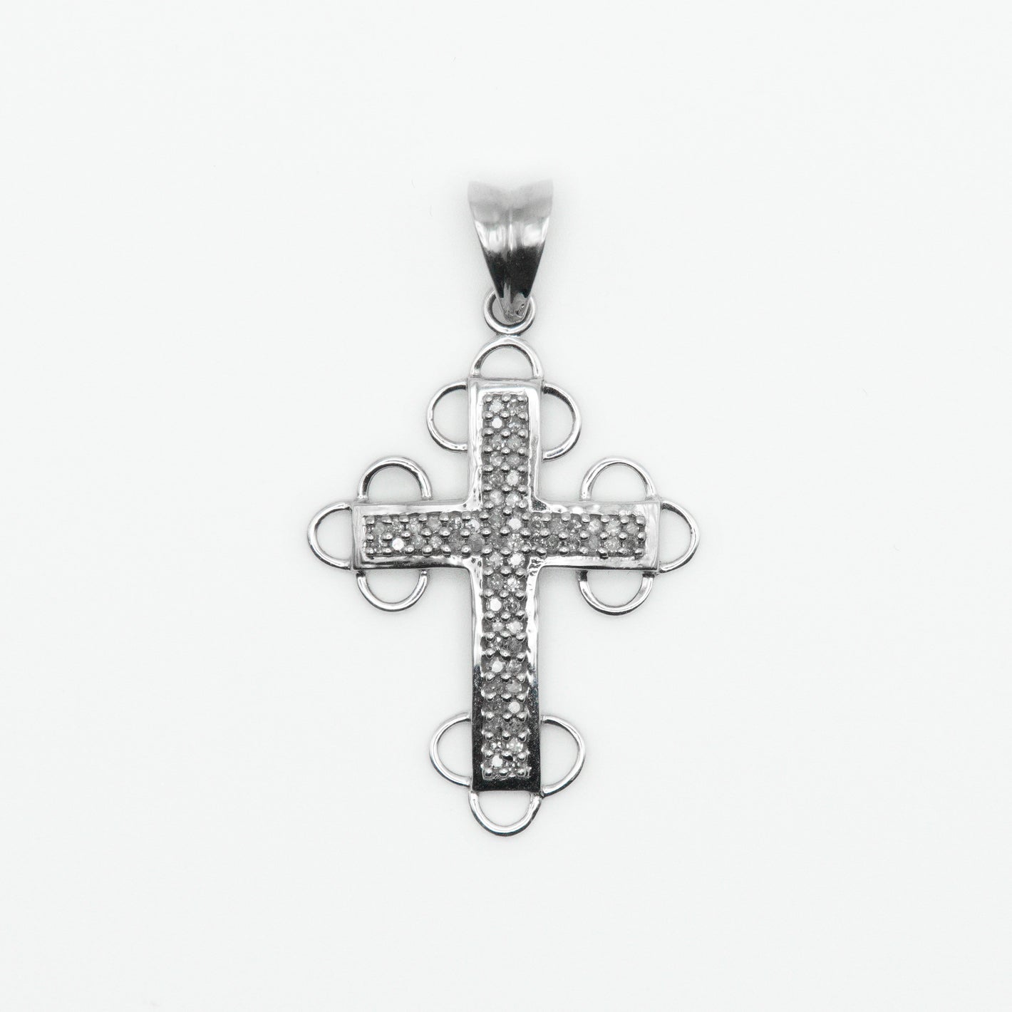 10k Solid White Gold Diamond Alternate Motif Cross - 60279