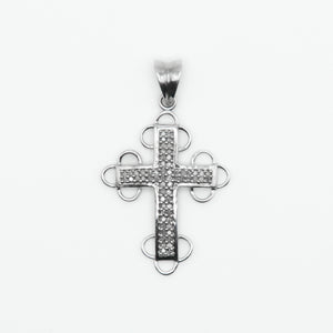 10k Solid White Gold Diamond Alternate Motif Cross - 60279