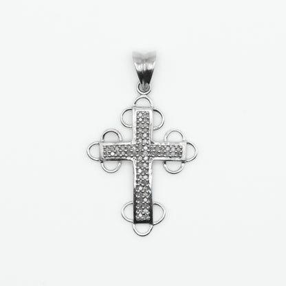 10k Solid White Gold Diamond Alternate Motif Cross - 60279