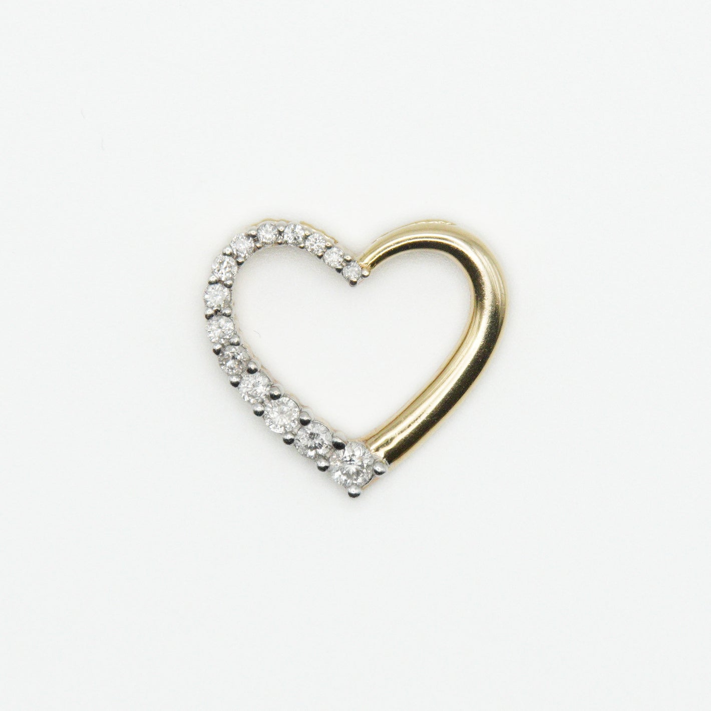 14k Solid Gold Split Diamond Heart Pendant - 60265