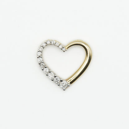 14k Solid Gold Split Diamond Heart Pendant - 60265