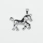 14k Solid White Gold Diamond Pony Pendant - 60269