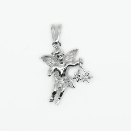 Solid White Gold Diamond Angel Wish Pendant - 60270