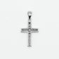 14k Solid White Gold Diamond Single Row Cross Pendant - 60273