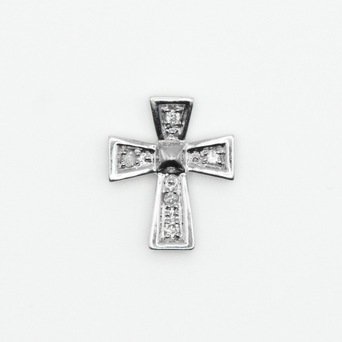 14k Solid Gold Diamond Mini Cross Pendant - 60272