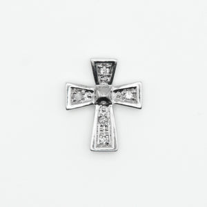 14k Solid Gold Diamond Mini Cross Pendant - 60272