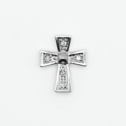 14k Solid Gold Diamond Mini Cross Pendant - 60272