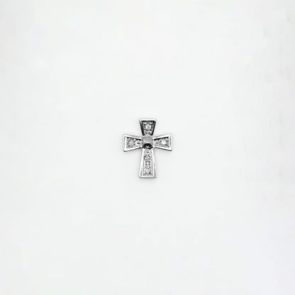 14k Solid Gold Diamond Mini Cross Pendant - 60272