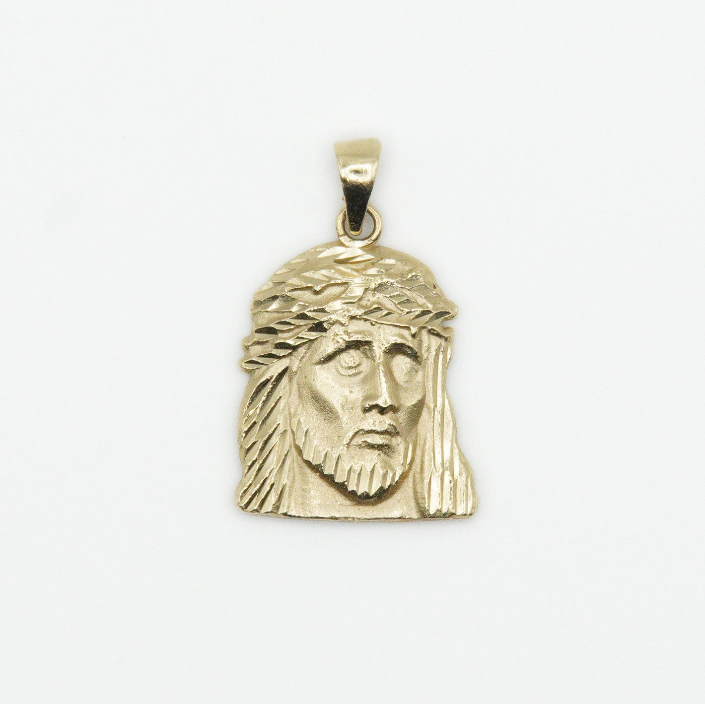 14k Solid Gold Jesus Head Pendant - 60271