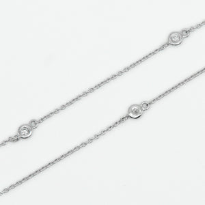 14k Solid White Gold Diamond White Stone Necklace - 60298