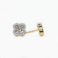 14k Solid Gold 8mm VS1 Diamond Baguette Clover Earrings - 50193