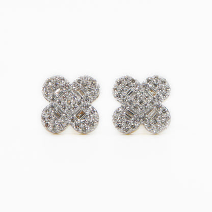 14k Solid Gold 10mm VS1 Diamond Clover Earrings - 50190