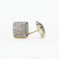 10k Solid Gold 9mm Diamond Curved Square Earrings - 50198