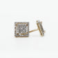 10k Solid Gold 9mm Diamond Square Halo Earrings - 50199