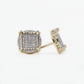 10k Solid Gold 9mm Diamond Cluster 3D Square Earrings - 50200