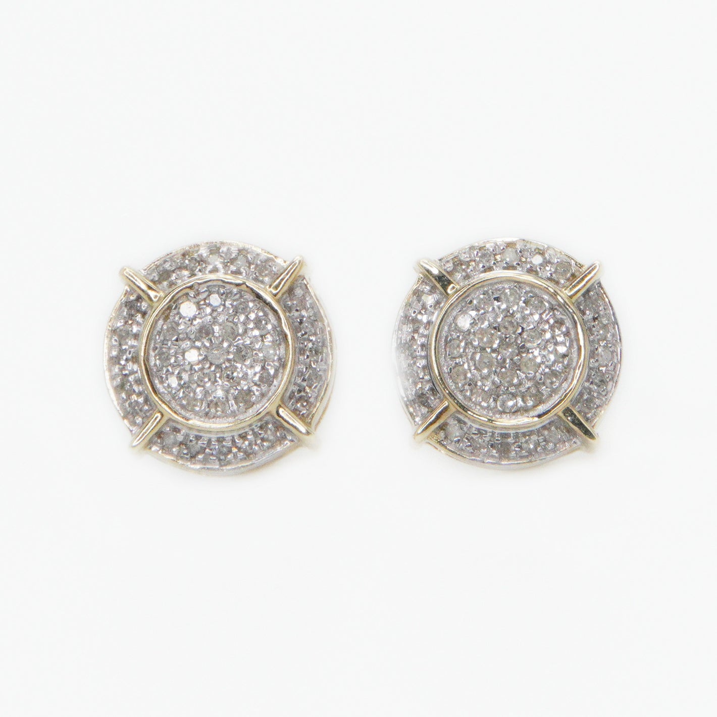 10k Solid Gold 9mm Diamond Cluster 3D Circle Earrings - 50203