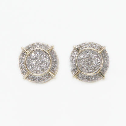 10k Solid Gold 9mm Diamond Cluster 3D Circle Earrings - 50203