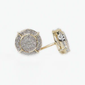 10k Solid Gold 9mm Diamond Cluster 3D Circle Earrings - 50203