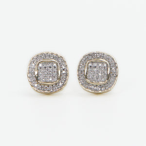 10k Solid Gold 10mm Diamond Cluster Circle Earrings - 50204