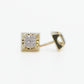 10k Solid Gold 8mm Diamond 3D Square Earrings - 50205