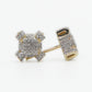 10k Solid Gold 9mm Diamond X Cushion Earrings - 50206