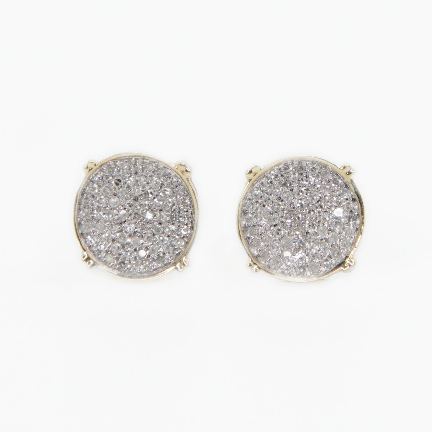 10k Solid Gold 9mm Diamond Cluster Circular Earrings - 50207