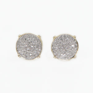 10k Solid Gold 9mm Diamond Cluster Circular Earrings - 50207