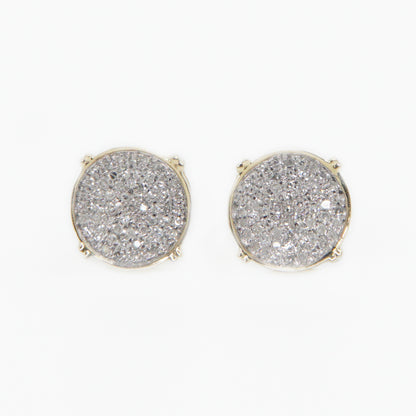 10k Solid Gold 9mm Diamond Cluster Circular Earrings - 50207