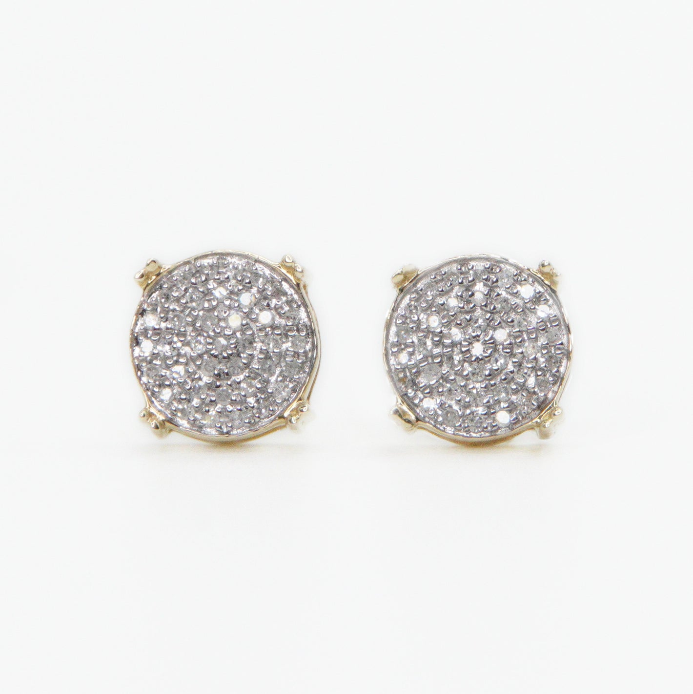 10k Solid Gold 8mm Diamond Mini Cluster Circular Earrings - 50208