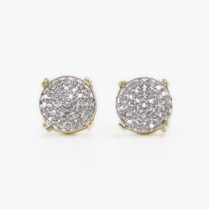 10k Solid Gold 8mm Diamond Mini Cluster Circular Earrings - 50208