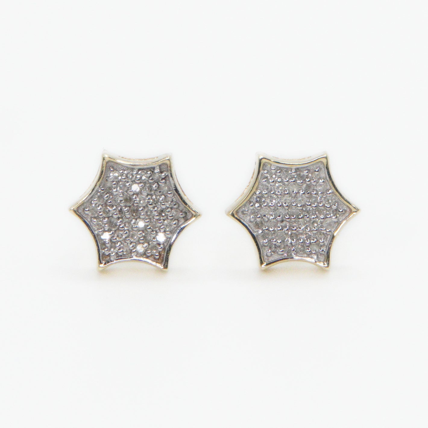 10k Solid Gold 8mm Diamond Spark Earrings - 50210