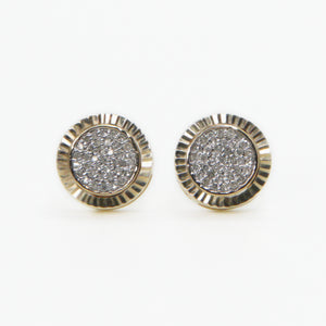 10k Solid Gold 9mm Diamond Custom Circle Earrings - 50211