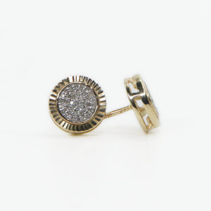 10k Solid Gold 9mm Diamond Custom Circle Earrings - 50211