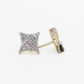 10k Solid Gold 9mm Diamond Sharp Square Cluster Earrings - 50212