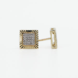 10k Solid Gold 8mm Diamond Custom Square Earrings - 50213