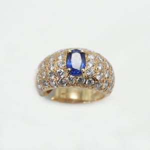 14k Solid Gold Diamond Sapphire Ring - 30205