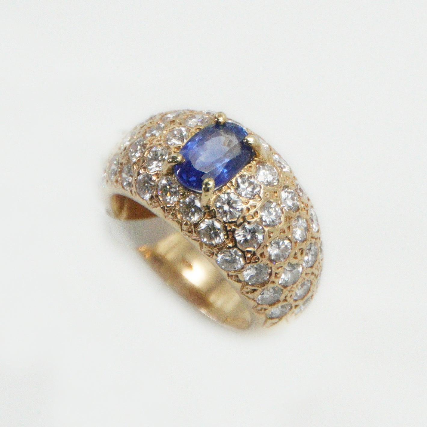 14k Solid Gold Diamond Sapphire Ring - 30205