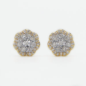 14k Solid Gold 8mm VS1 Diamond 3D Flower Earrings - 50214