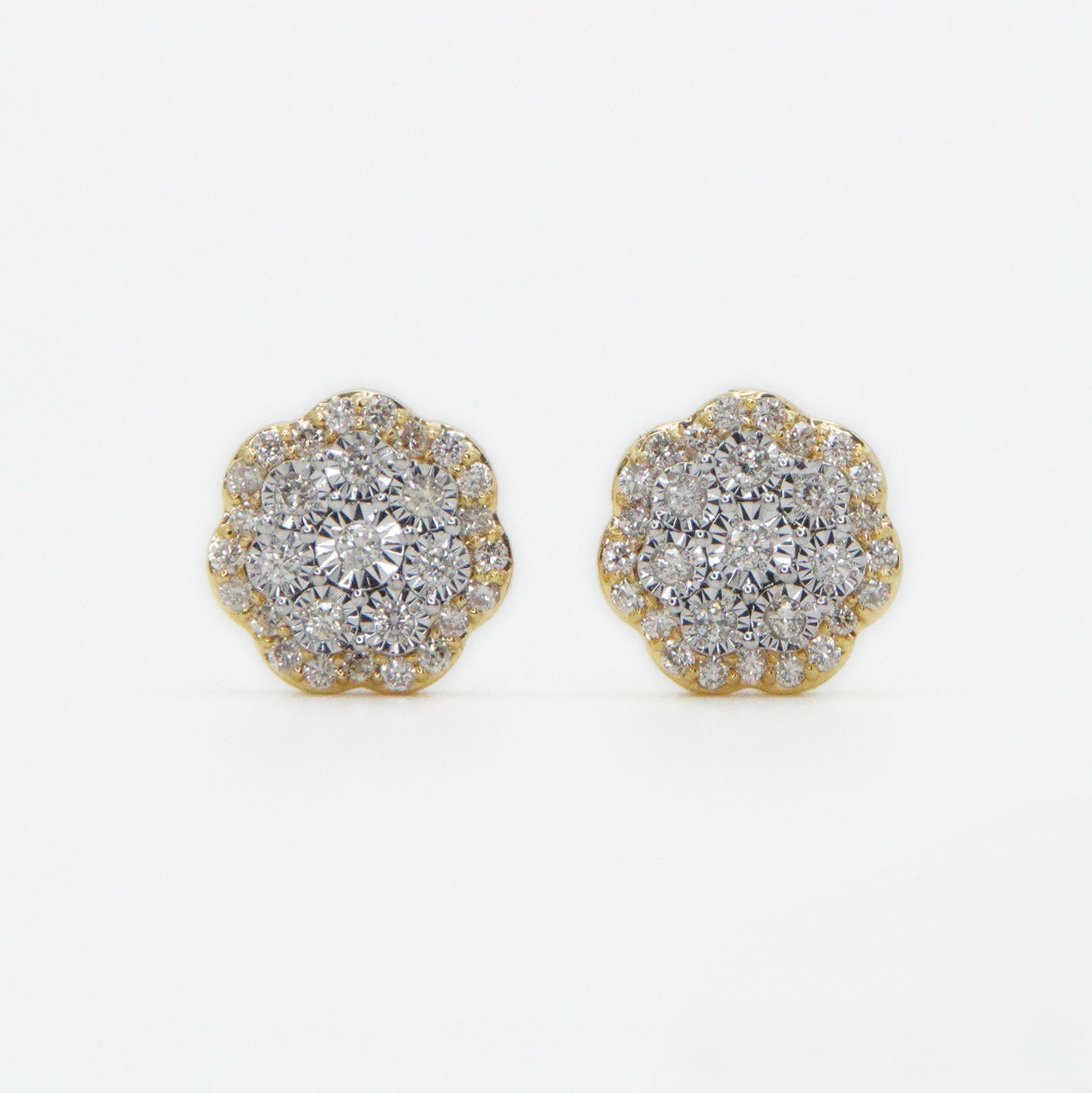 14k Solid Gold 8mm VS1 Diamond 3D Flower Earrings - 50214