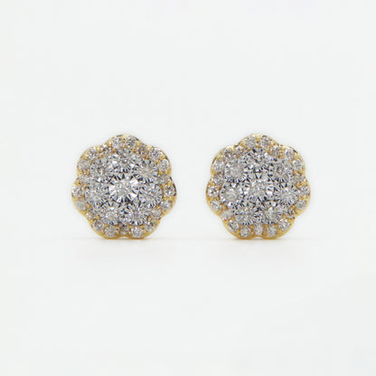 14k Solid Gold 8mm VS1 Diamond 3D Flower Earrings - 50214