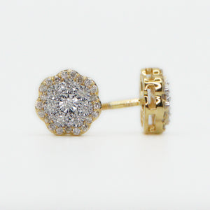 14k Solid Gold 8mm VS1 Diamond 3D Flower Earrings - 50214