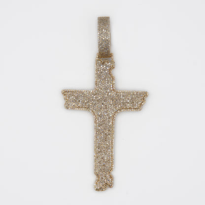 10k Solid Gold Diamond 3" Woodstyle Cross - 60309